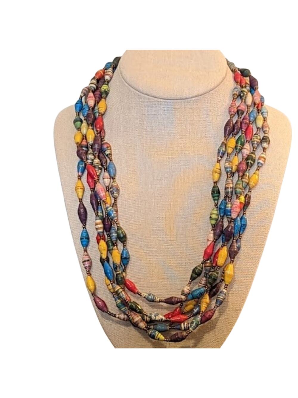 Rare Teng Yue Multi-Strand Multi-Color Tribal Necklace